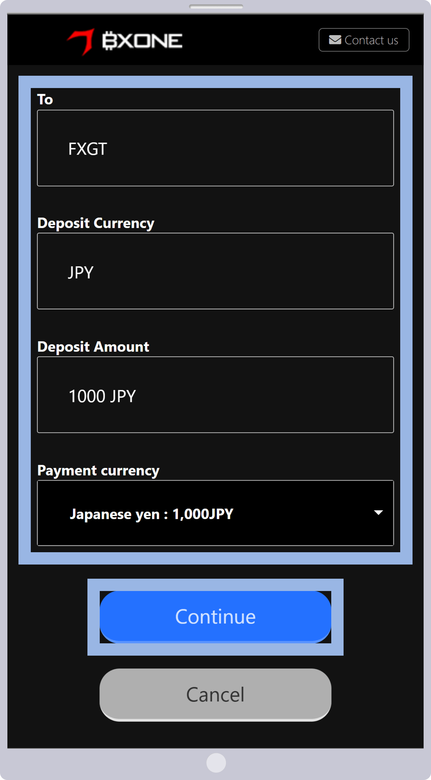 BXONEの決済手続き