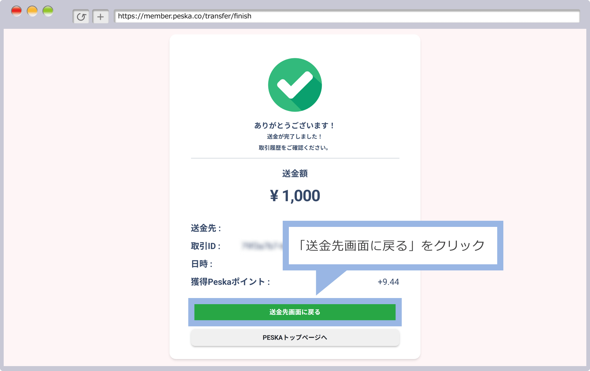 Peskaの決済完了