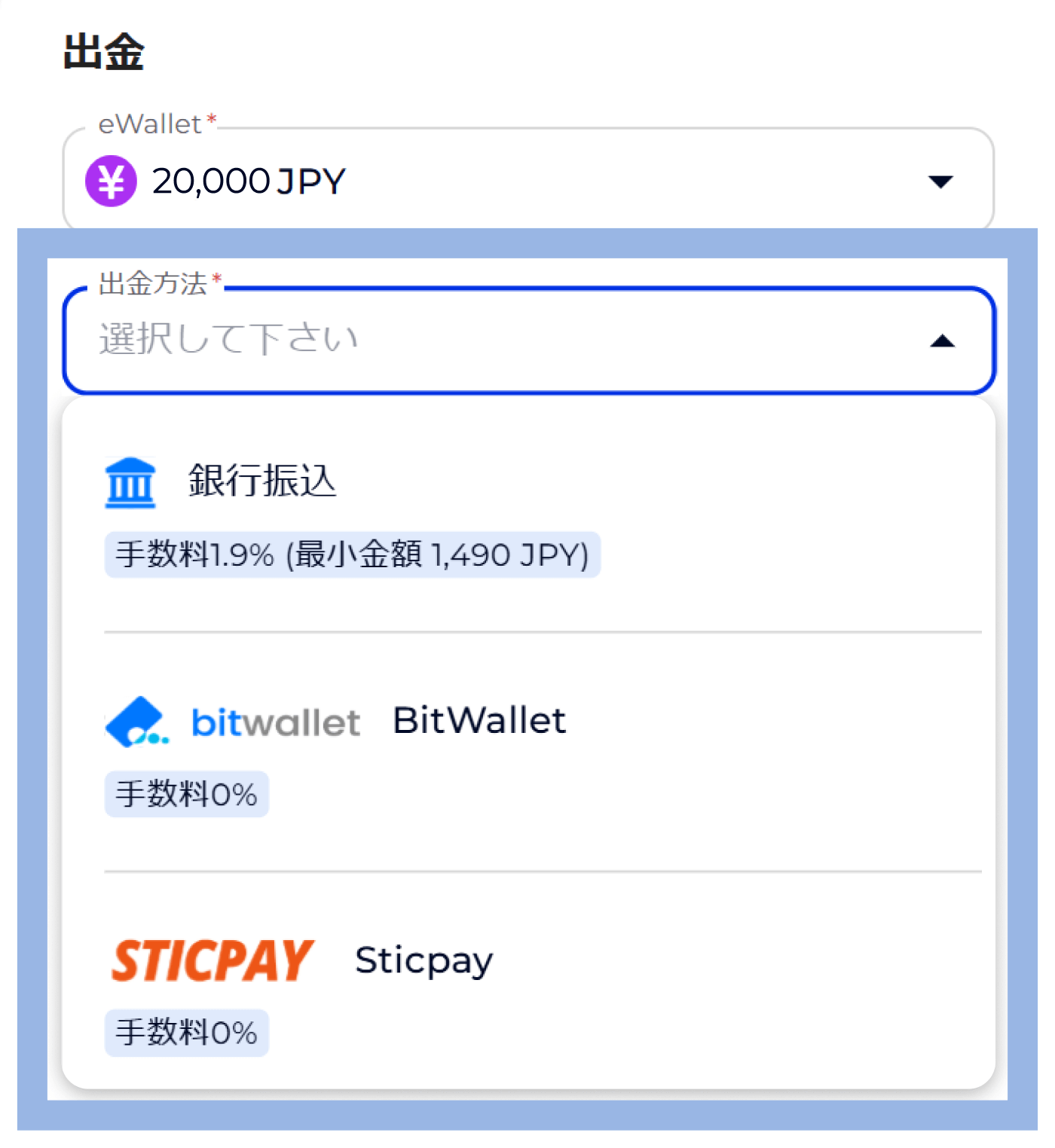 クレジット/デビットカードへの出金が最優先